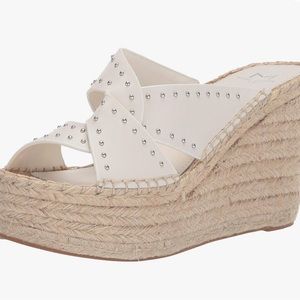 Marc Fisher LTD Womens Angelina Leather Espadrilles Ivory 8.5M